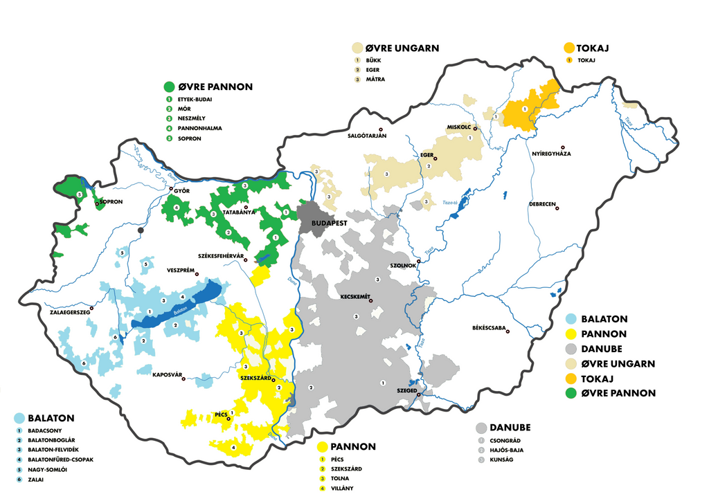 De ungarske vin-regioner