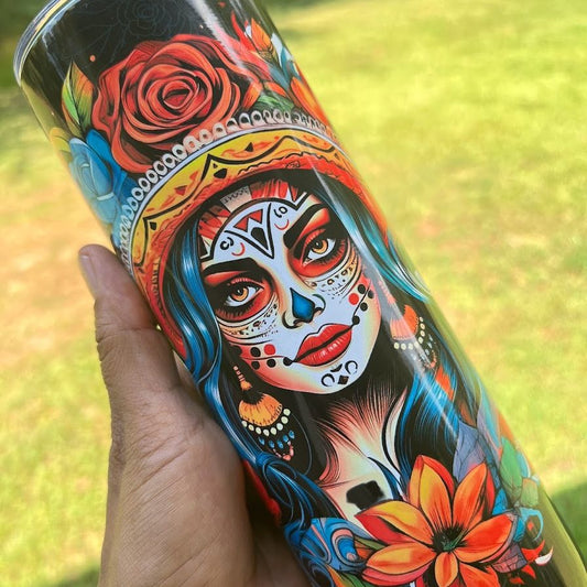 Skinny Steel Tumbler with Straw, 20oz - The Frida Room