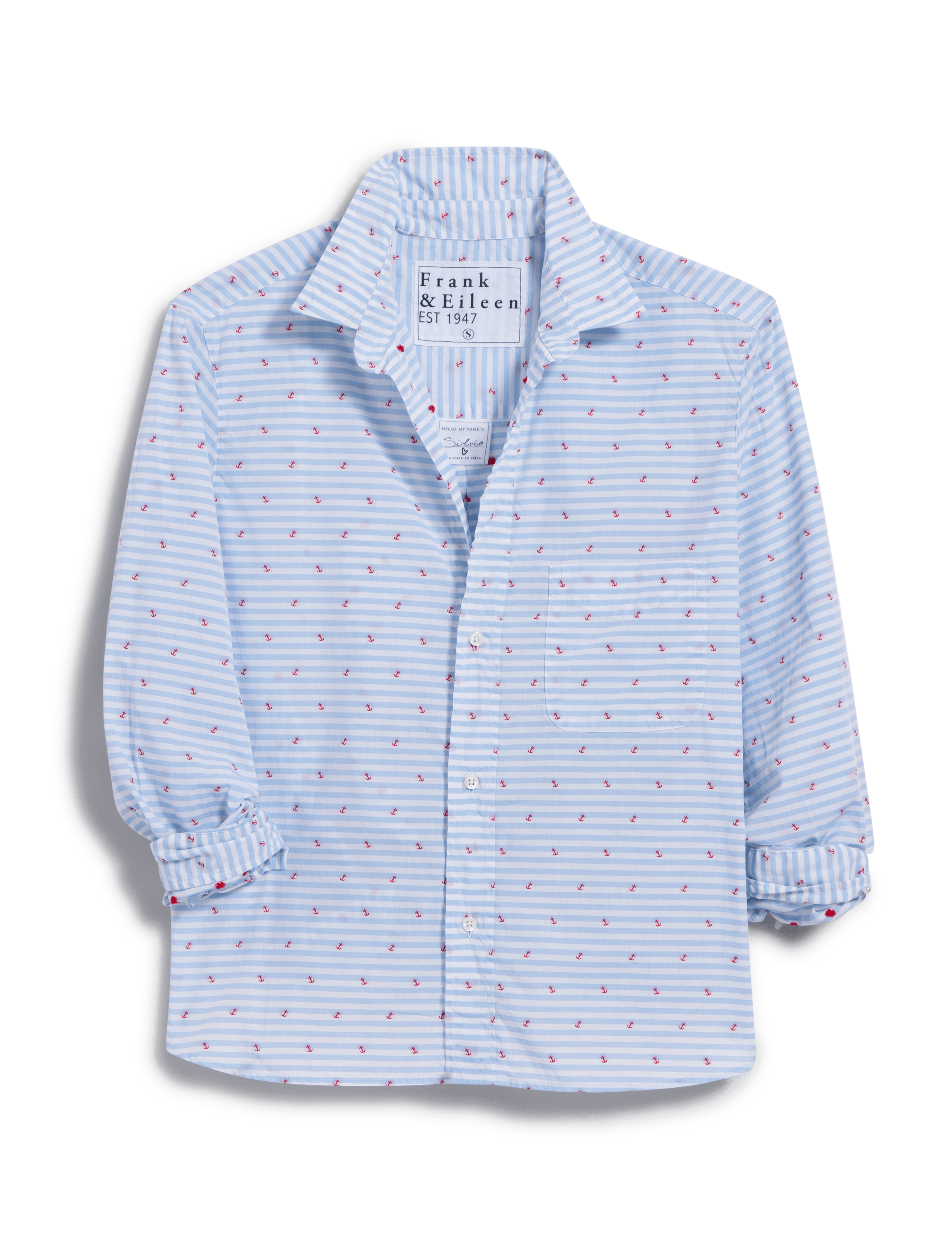 image of SILVIO Blue Stripe with Anchors, Italian Cotton