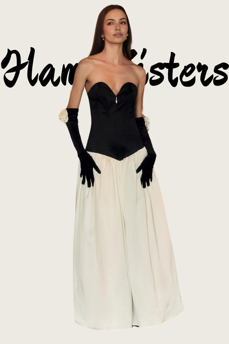 Corset Bodice Maxi Dress with Floor-Length Satin Skirt[Pre Order]