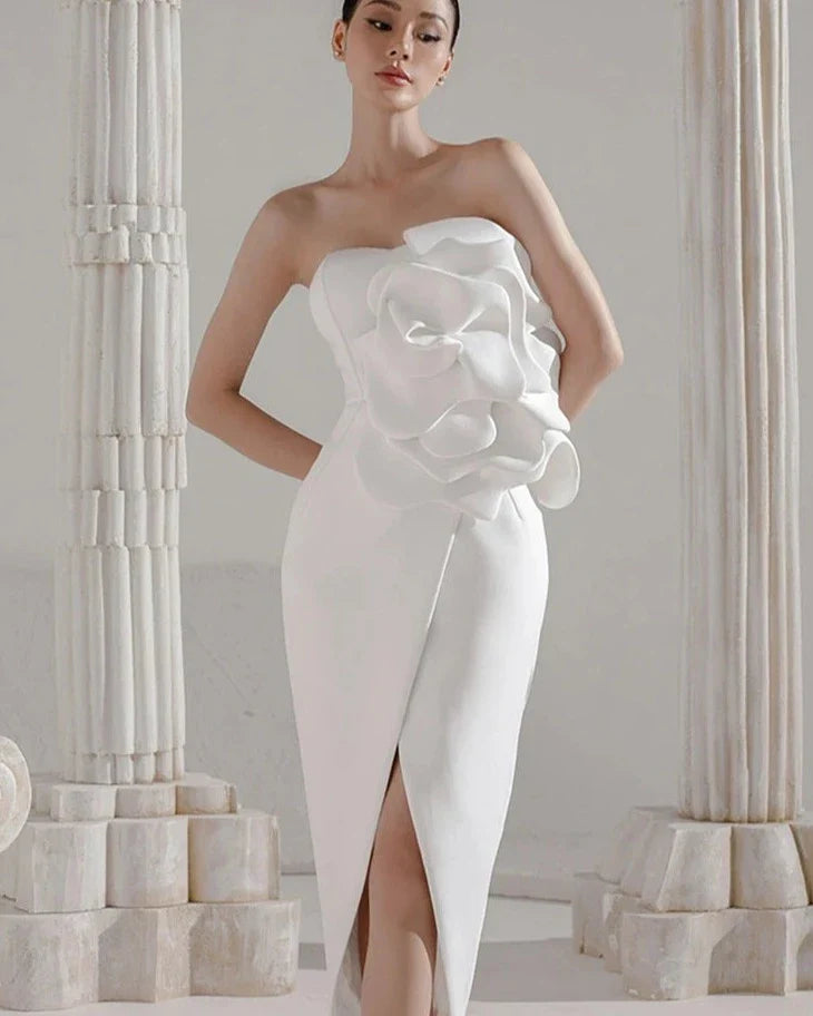 3D Flower Midi Dress
