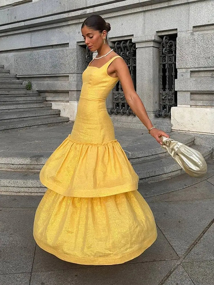 Yellow Ruffle Maxi Dress
