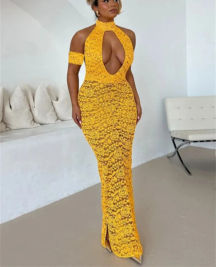 Yellow Lace Maxi Dress