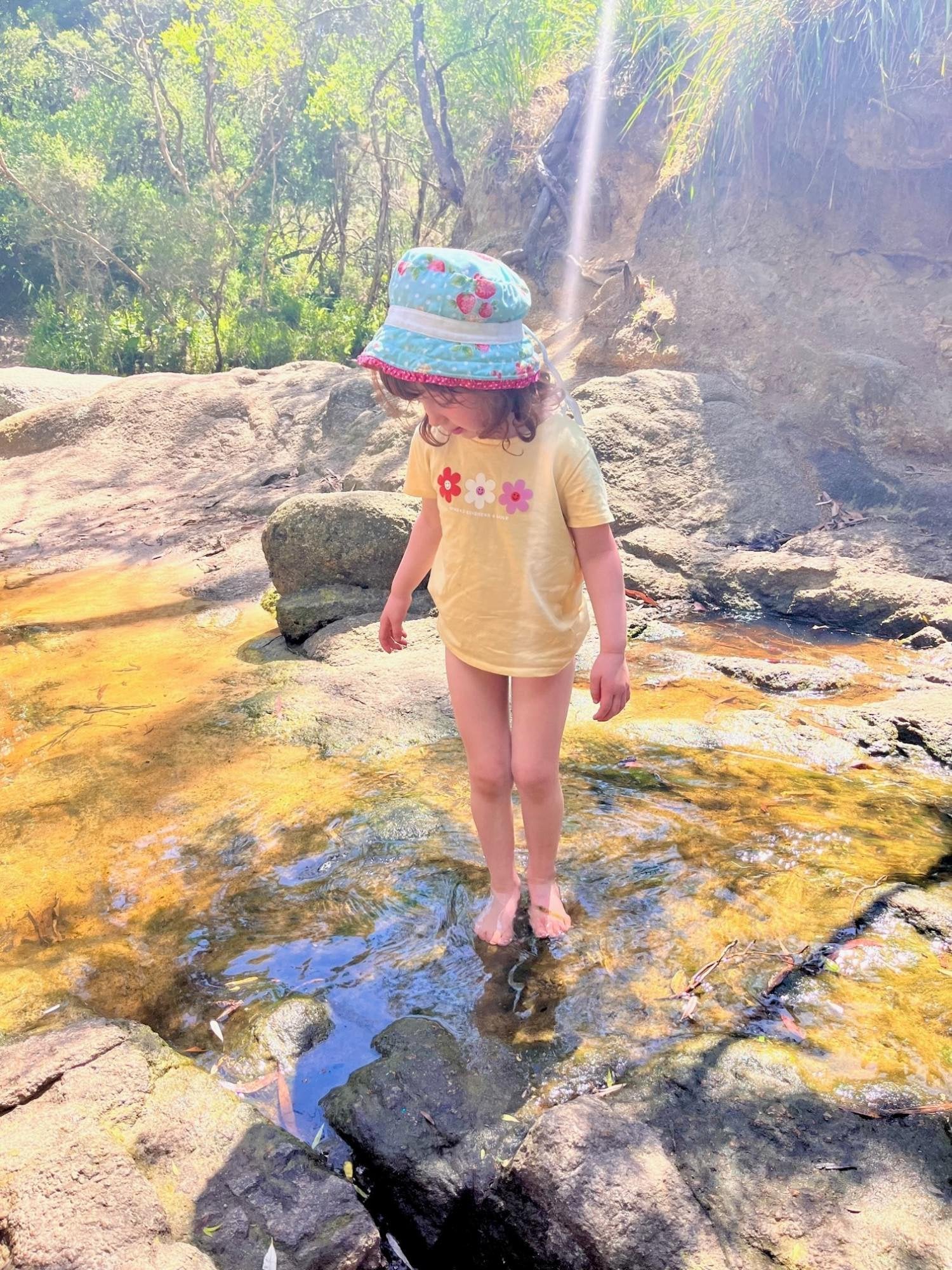 Splashing in the creek at Freshwater Creek