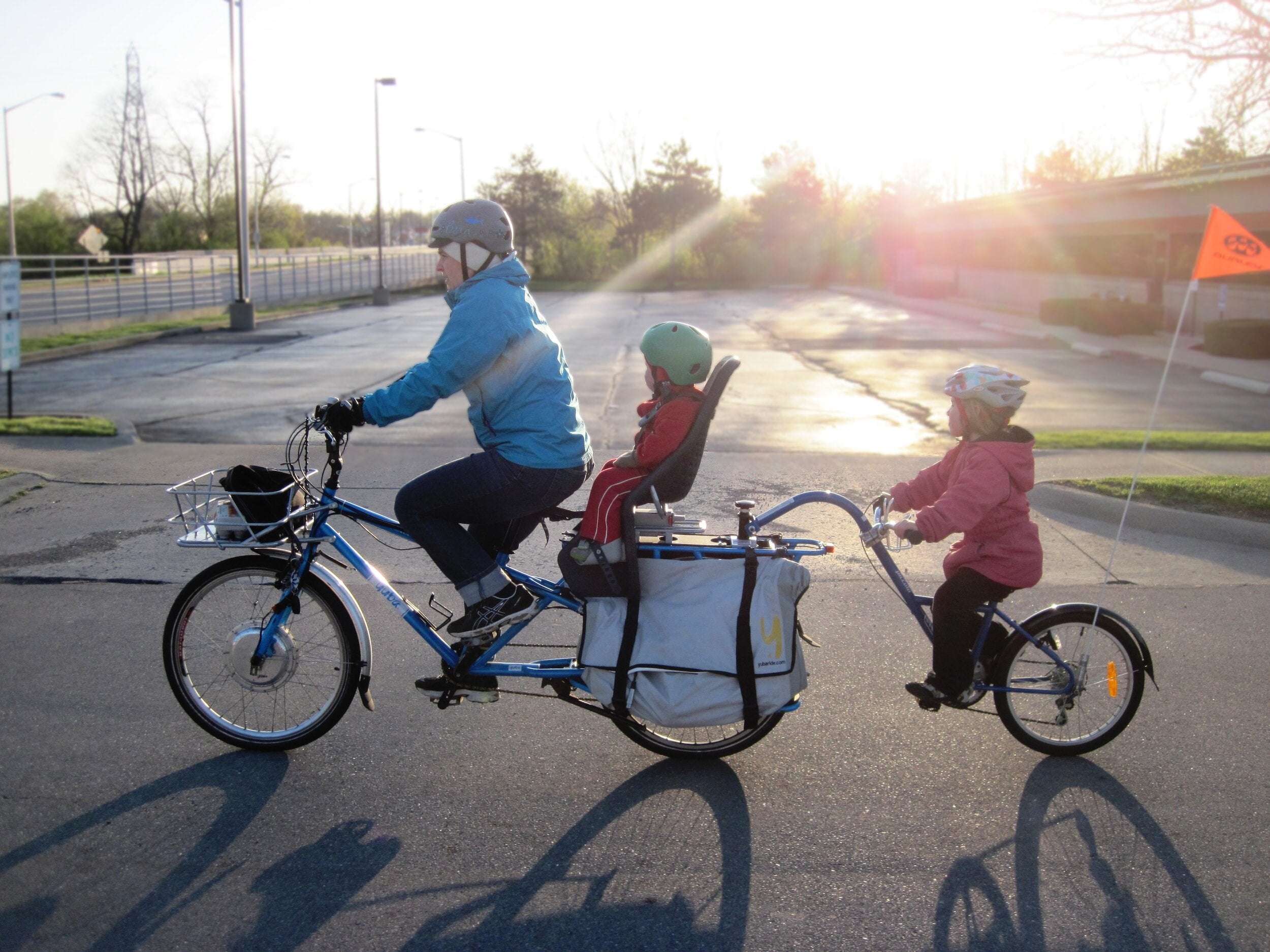 family bike riding tandem
