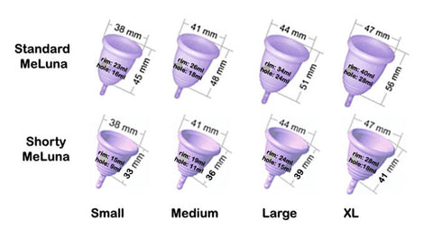 all meluna menstrual cup dimensions and volume