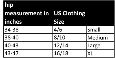 size equivalent of dominowear period panties and US clothing size