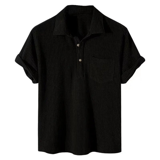 FrejaShop™  Stilfuld Zomerpolo Polo kort ærme skjorte sort