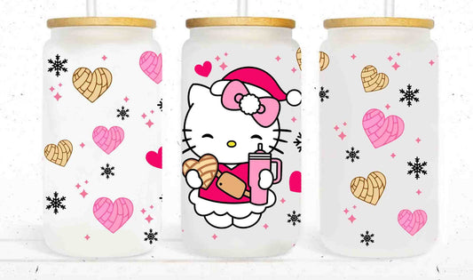 flower hello kitty glass cup