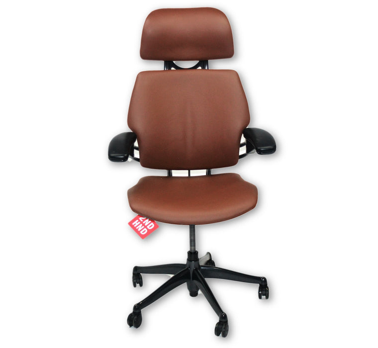 Humanscale Freedom Hi Back Chair with Brown Leather — 2ndhnd.com
