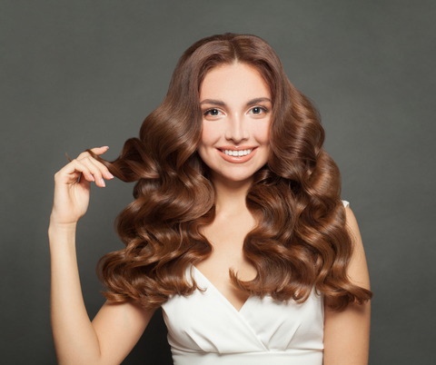 woman with curly long hair