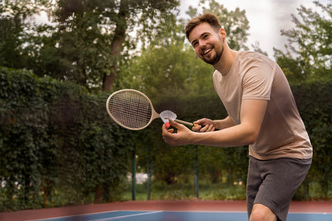 man playing badminton