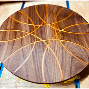 Lazy Susan 16" round - Walnut with Gold Epoxy - Reigada Woodworking