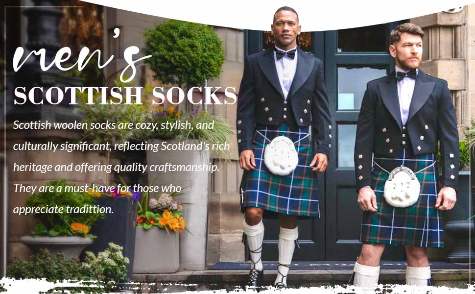 Enhanced Brand Content Module Mens Traditional Scottish Socks UK 6-11