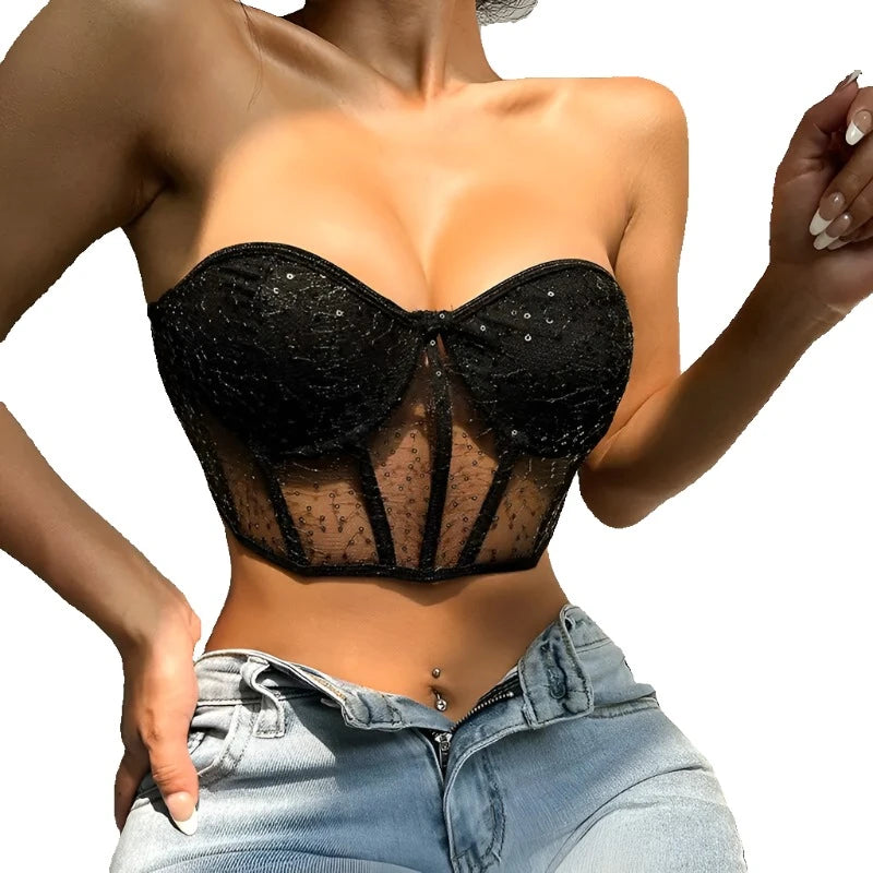 Sexy Corset Bustier Mesh Bralet