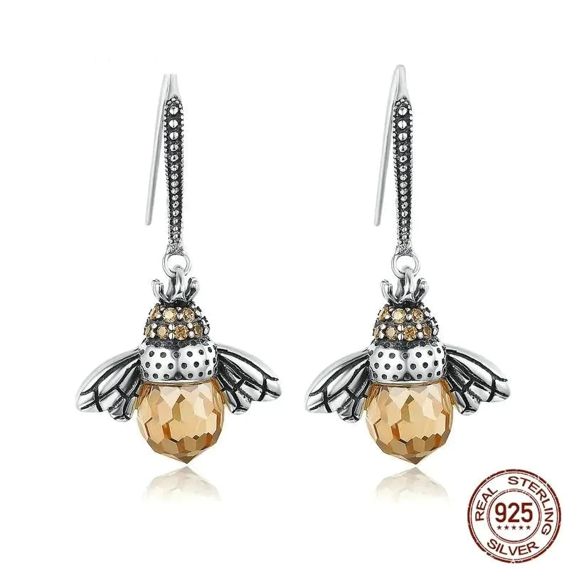 Yellow Bee Drop Earrings