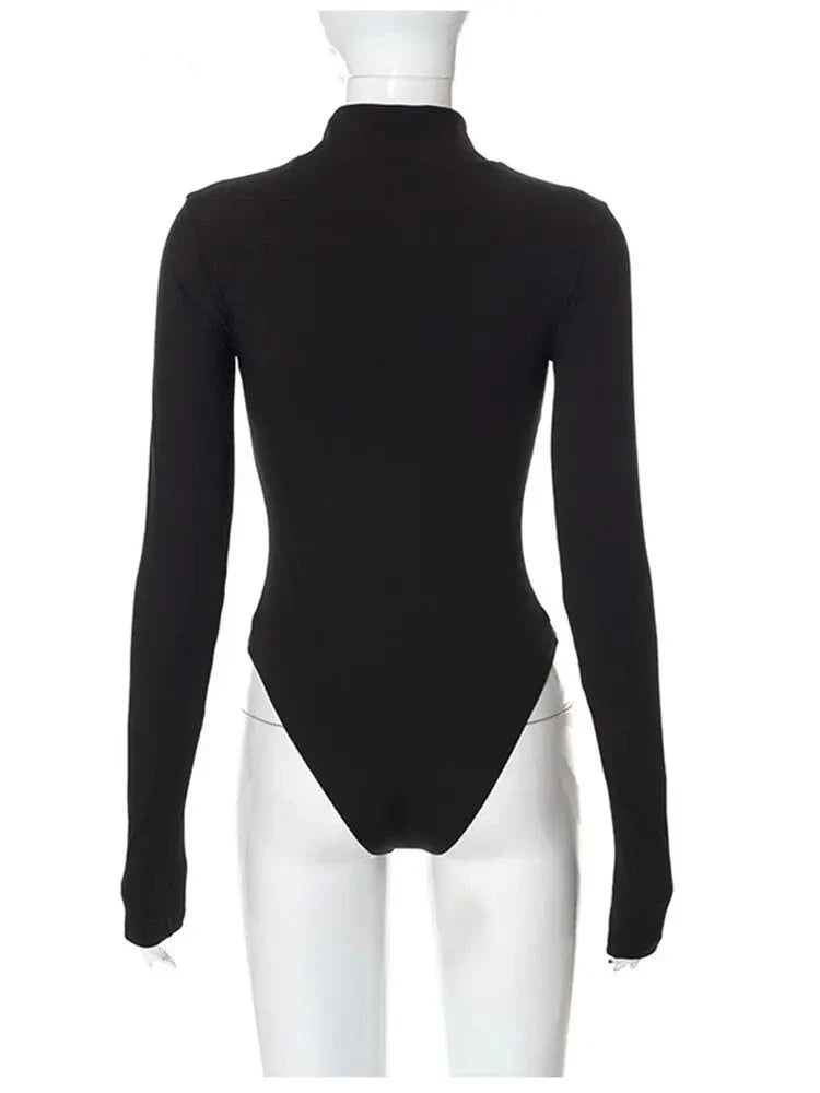 See Through Black Long Sleeve Bodysuit