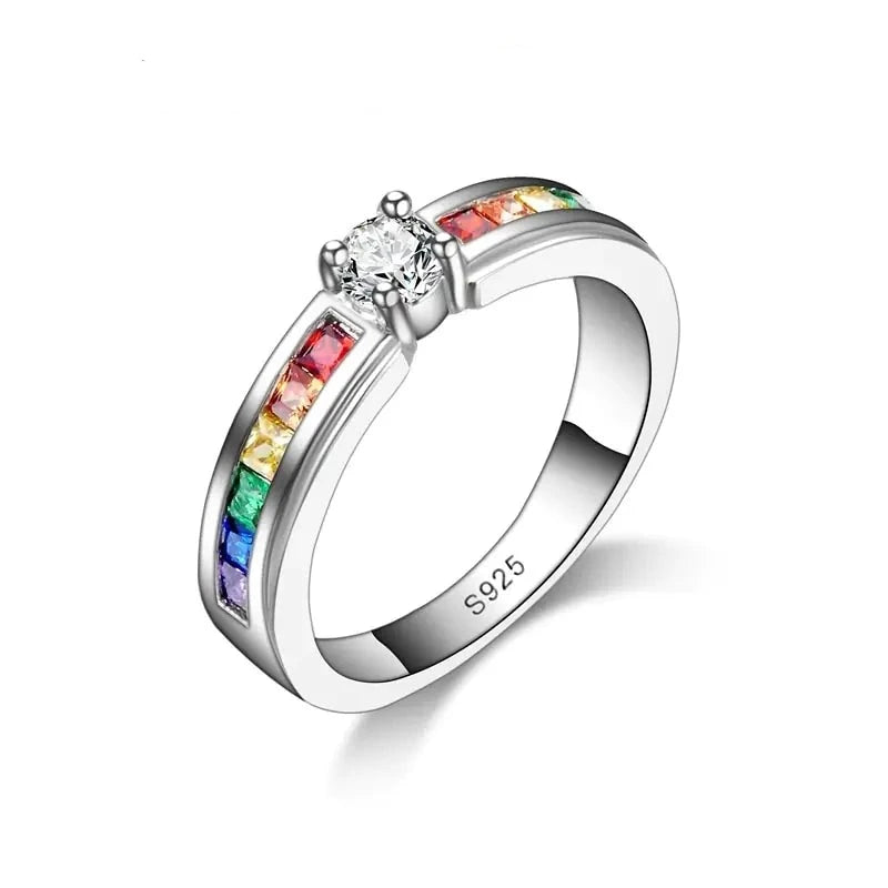 Colorful Cubic Zirconia Women's Engagement Ring