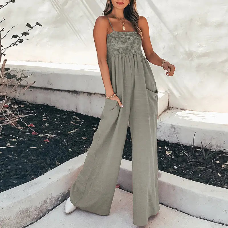 Women’s Casual Fashion Solid Color Slim Jumpsuit