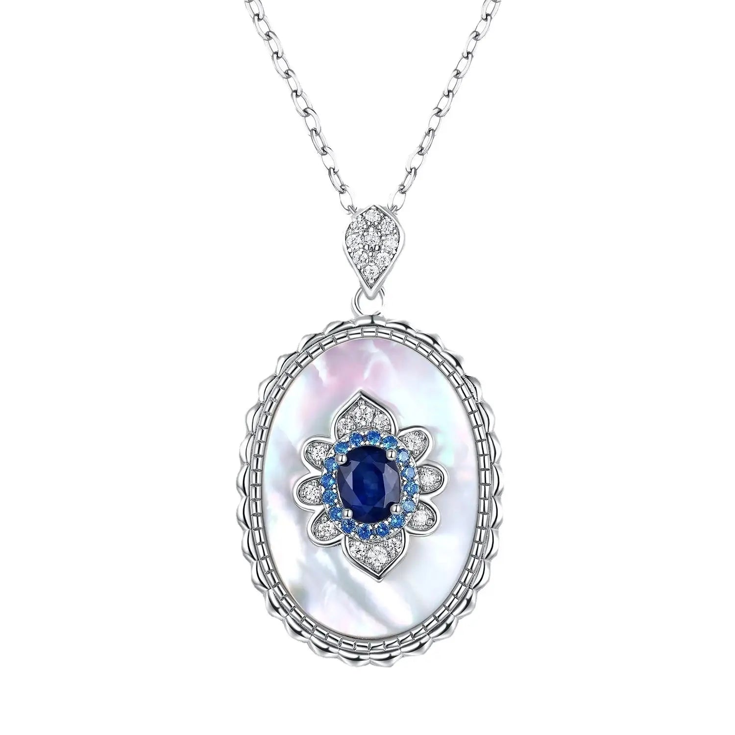 Sapphire Diamond Pendant 925 Sterling Silver Party Wedding