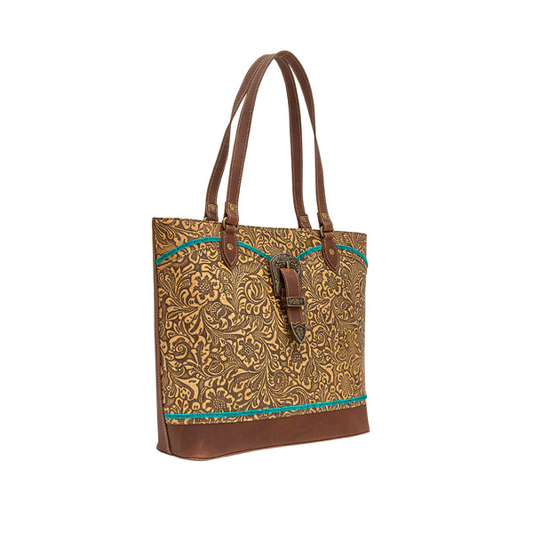 Myra Bag Women's Effervescence Leather And Hair-On Tooled Turquoise One Size