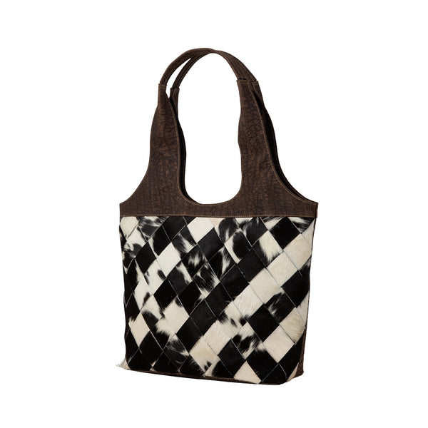 Pecos Rising Weave Pattern Leather Hairon Bag