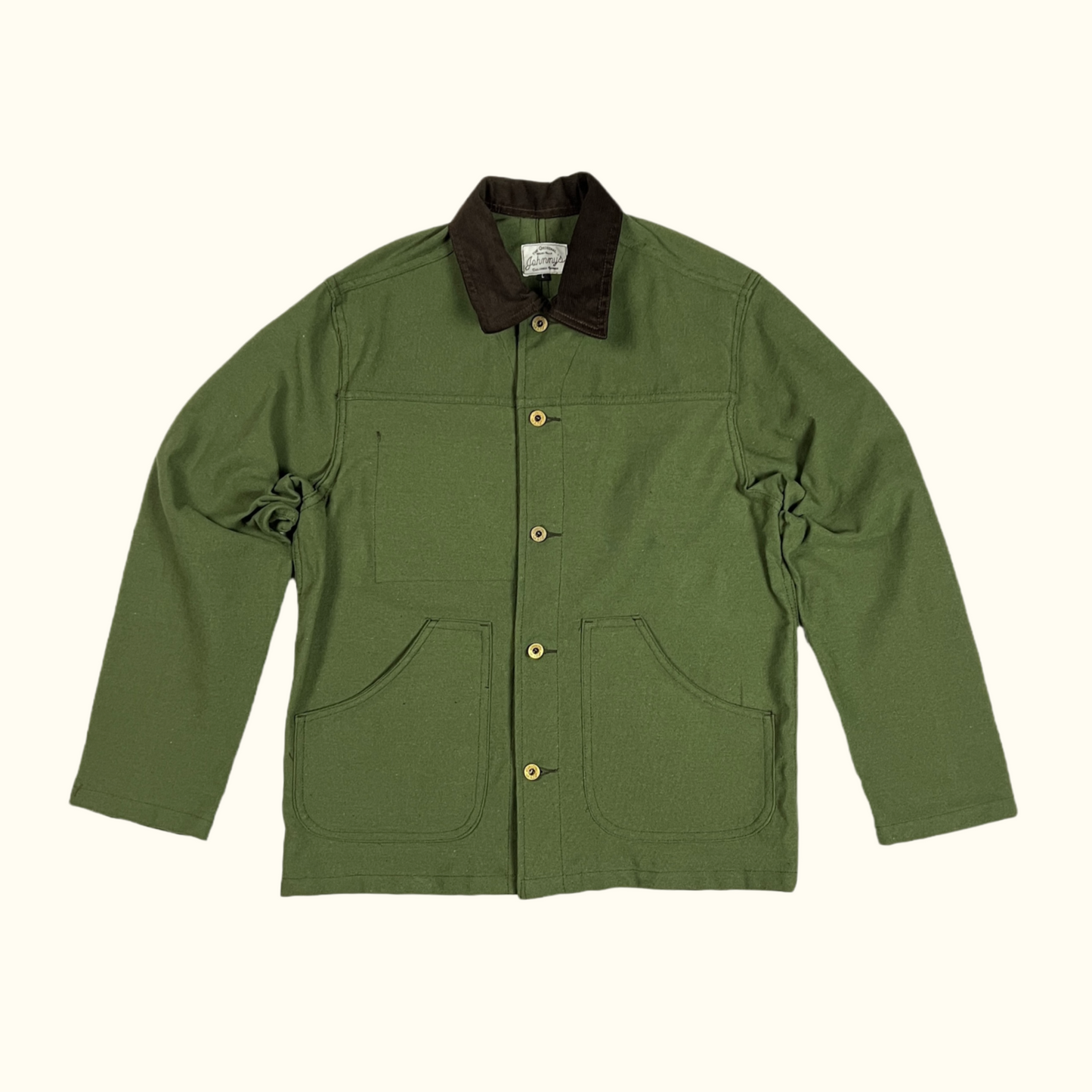 Cord Collar Canvas Work Jacket - Olive Green/Brown – Johnny's Wear