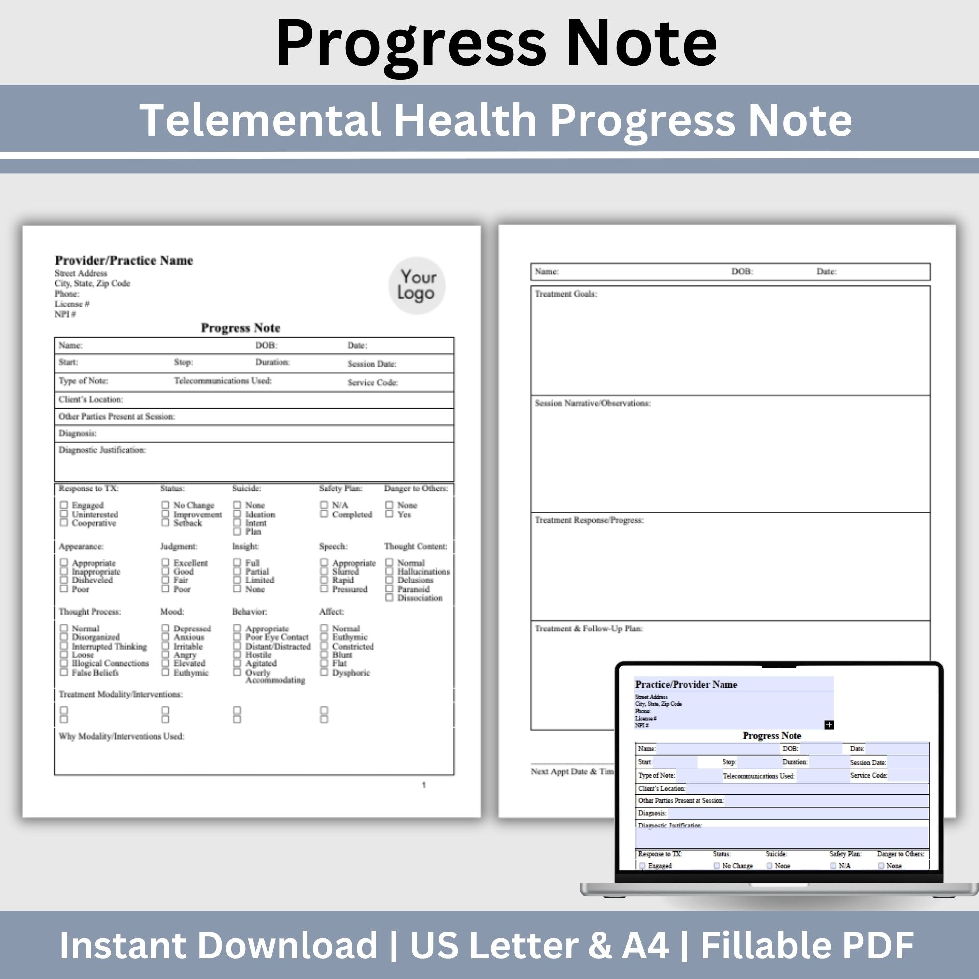 Progress Note Template for Telemental Health: Streamline Therapist Documentation