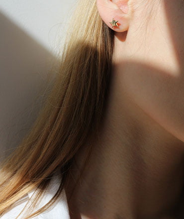 Small Gold Studs with Gold Hoops