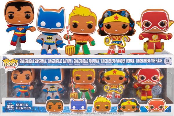 Funko Pop! DC Super Heroes - Gingerbread Batman, Aquaman, Superman, Th