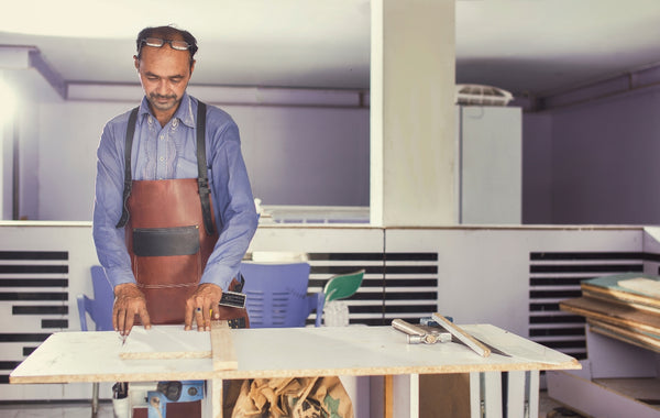 leather woodworking apron