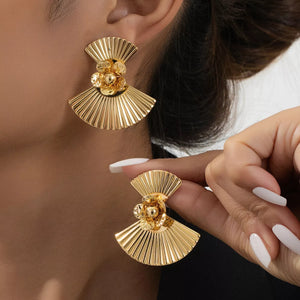 18K Gold-Plated Alloy Fan Earrings - Ply Style