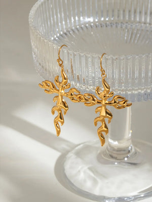 18K Gold-Plated Stainless Steel Cross Earrings - Ply Style