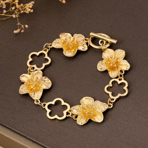 18K Gold-Plated Flower Bracelet - Ply Style