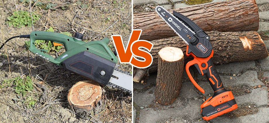 corded chainsaw VS cordless mini chainsaw