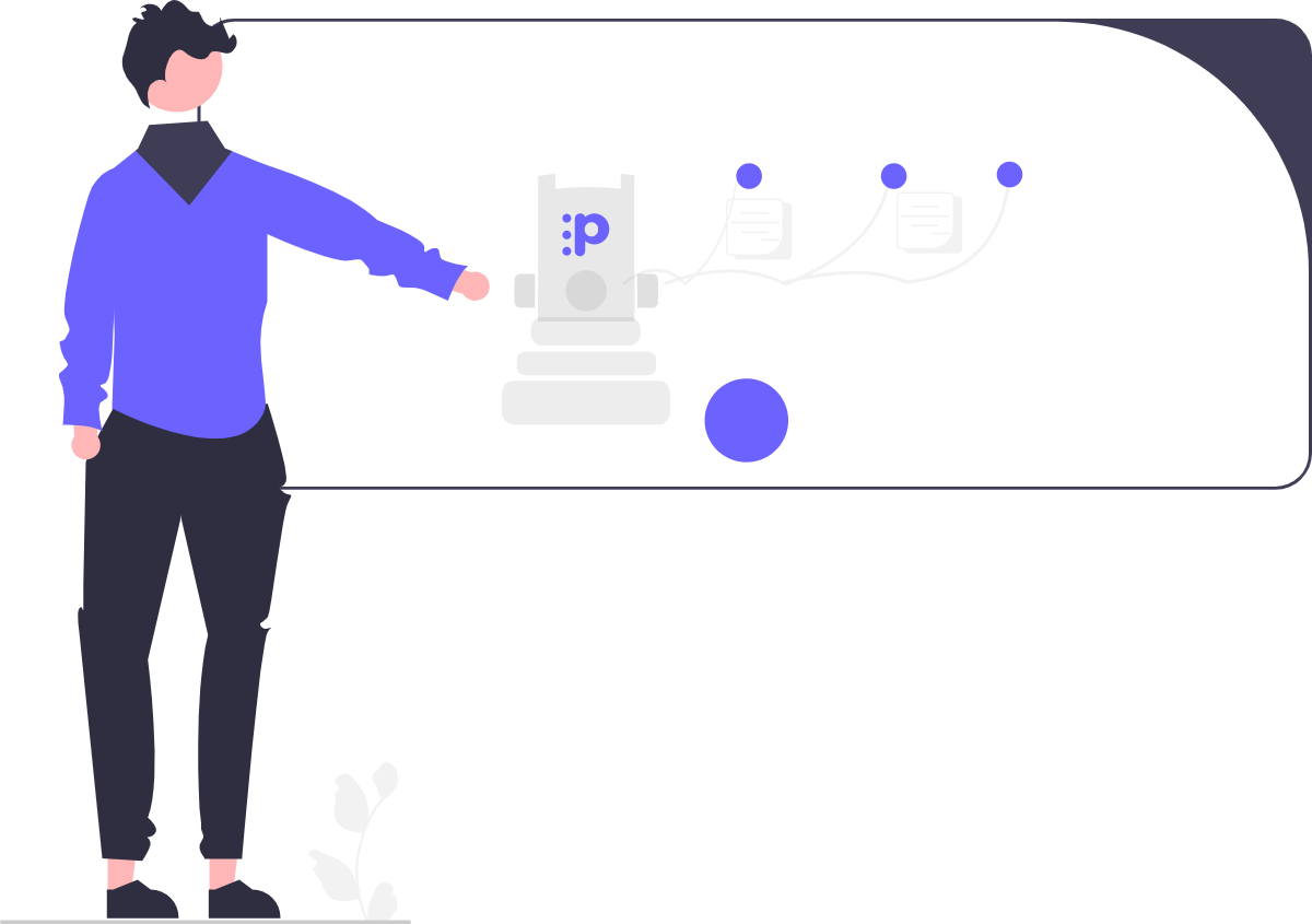 Illustration of a professor teaching students about the Pioreactor