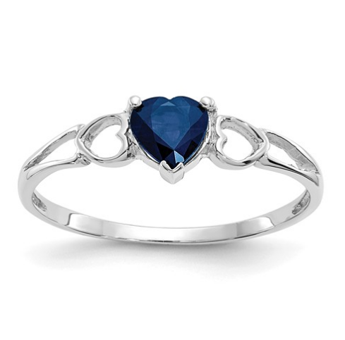 14K WHITE GOLD SAPPHIRE BIRTHSTONE RING