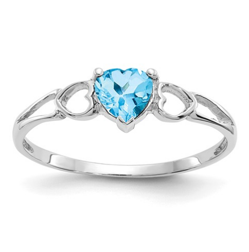 14K WHITE GOLD BLUE TOPAZ BIRTHSTONE RING