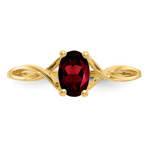 14K YELLOW GOLD GARNET BIRTHSTONE RING