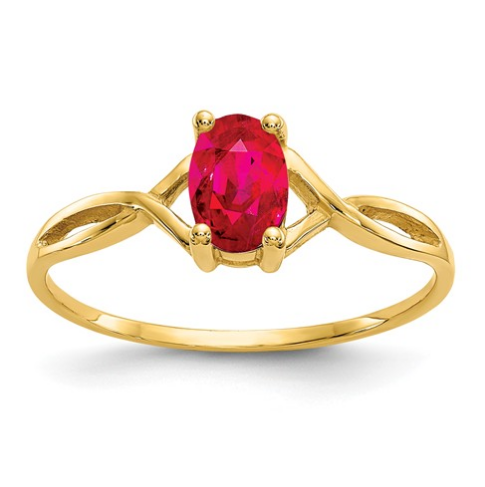 14K YELLOW GOLD RUBY BIRTHSTONE RING