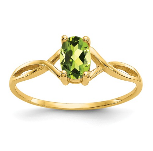 14K YELLOW GOLD PERIDOT BIRTHSTONE RING