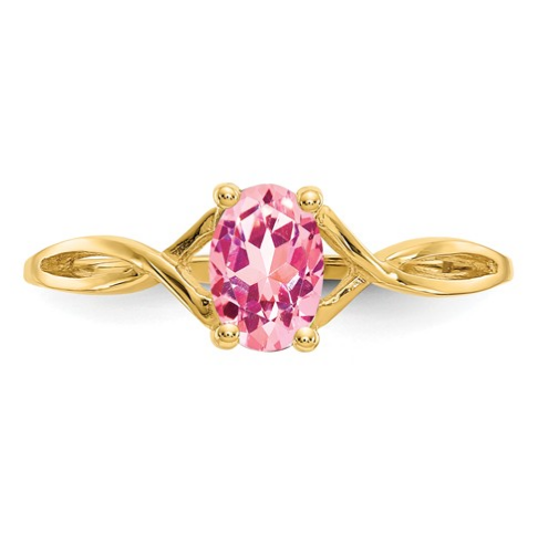 14K YELLOW GOLD PINK TOURMALINE BIRTHSTONE RING