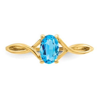 14K YELLOW GOLD BLUE TOAZ BIRTHSTONE RING