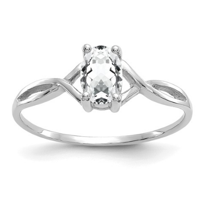 14K WHITE GOLD WHITE TOPAZ BIRTHSTONE RING