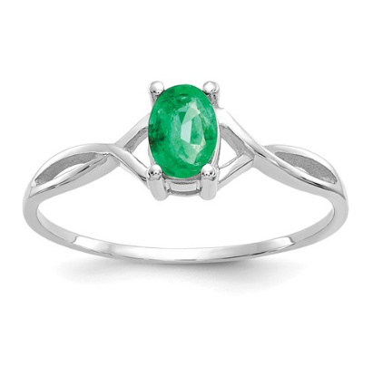 14K WHITE GOLD EMERALD BIRTHSTONE RING