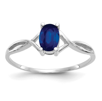 14K WHITE GOLD SAPPHIRE BIRTHSTONE RING