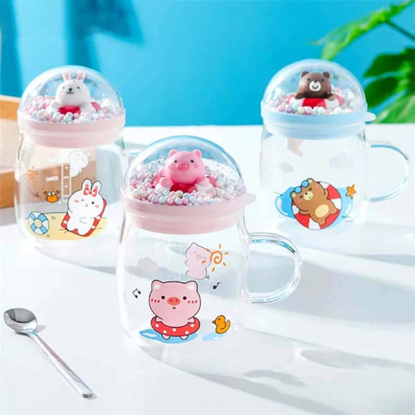 Kawaii Glass Cups Lids, Cinnamoroll Glass Cup