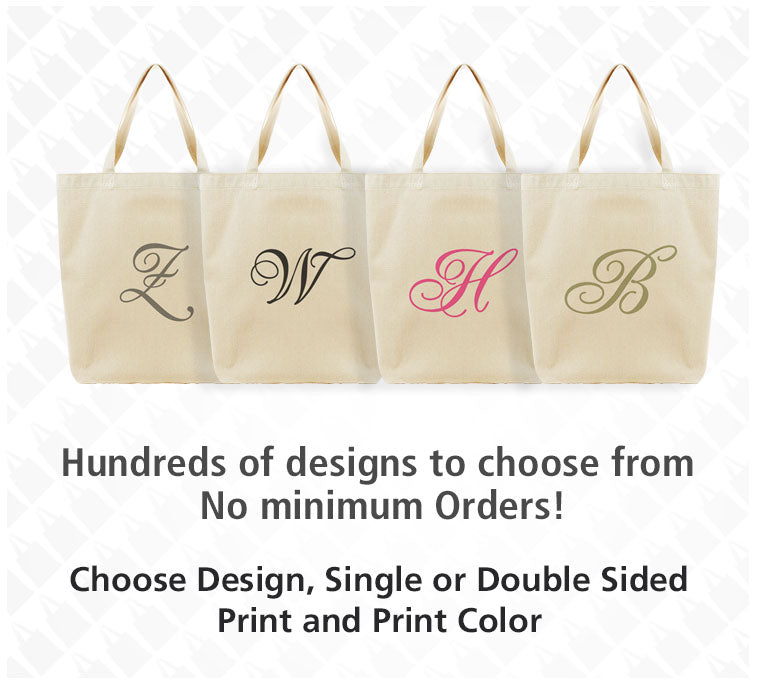 Monogram Tote Bags Script Initial