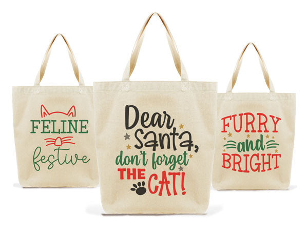 Cat Holiday Tote Bags