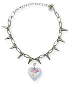 Rainbow Heart Spiky Chain Necklace